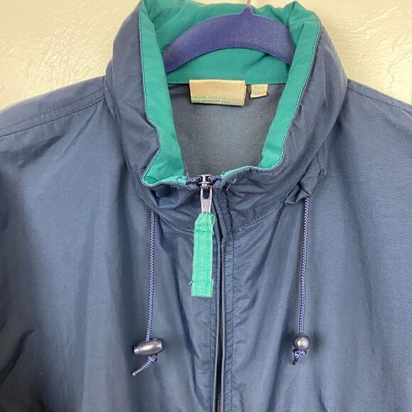 L.L. Bean Vintage Full Zip Windbreaker Navy Teal Men's Large Tall - Picture 3 of 7